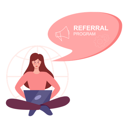 Girl doing Referral marketing  Illustration