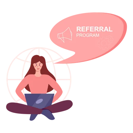 Girl doing Referral marketing  Illustration