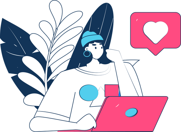 Girl doing remote business meeting  Illustration