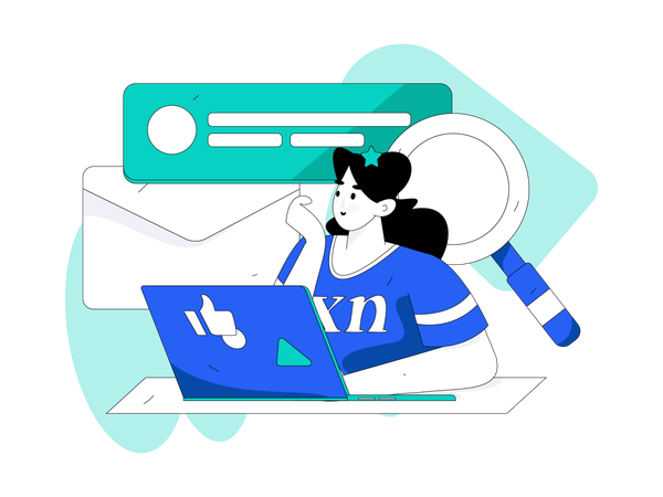 Girl doing research work  Illustration