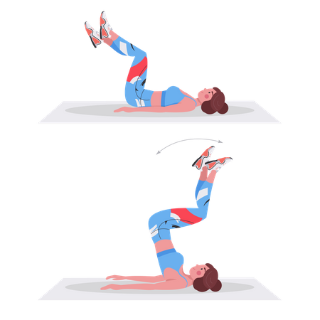 Girl doing Reverse crunch  Illustration