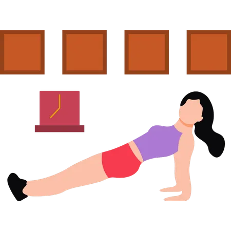 Girl doing reverse push-ups exercise  Illustration