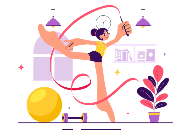 Girl doing Rhythmic Gymnastics  Illustration