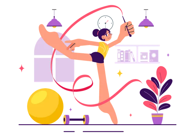 Girl doing Rhythmic Gymnastics  Illustration