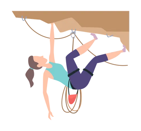 Girl doing rock climbing Illustration