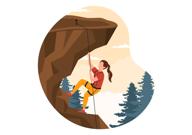 Girl doing Rock Climbing  Illustration