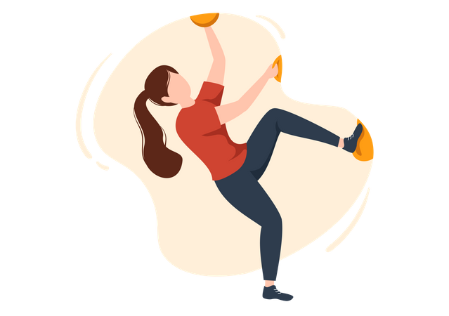 Girl doing rock climbing training  Illustration