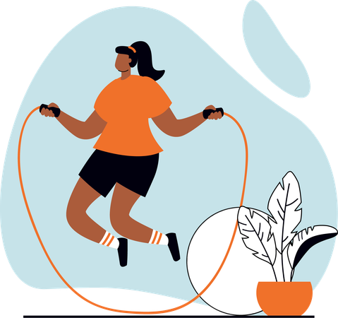 Girl doing rope jumping  Illustration