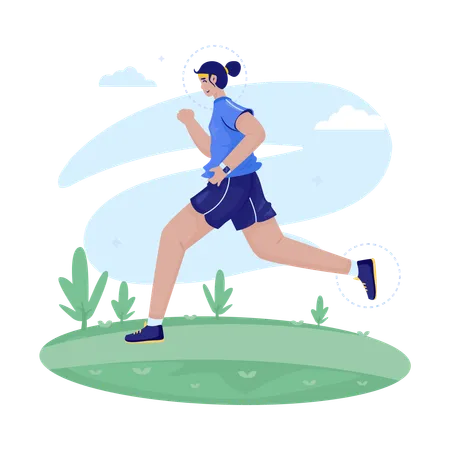 Girl doing Routine running  Illustration