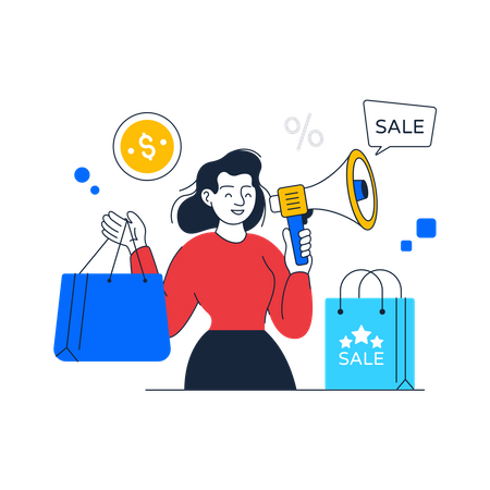 Girl doing Sales Promotion  Illustration