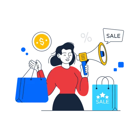 Girl doing Sales Promotion  Illustration