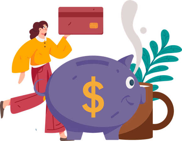 Girl doing Saving credit  Illustration