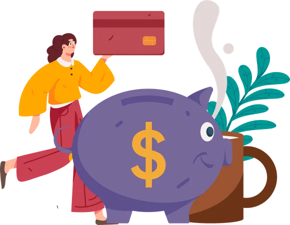 Girl doing Saving credit  Illustration