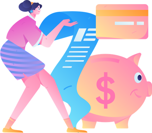 Girl doing savings analysis  Illustration