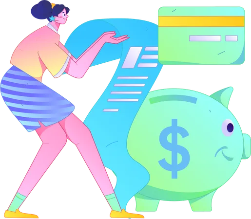 Girl doing savings analysis  Illustration