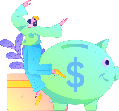 Girl doing savings analysis  Illustration