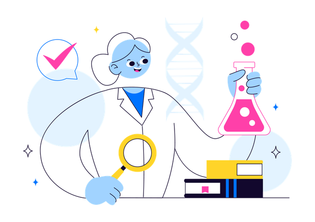 Girl doing Scientific Experiments  Illustration