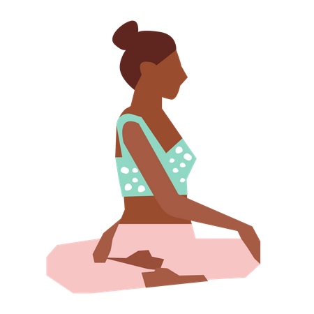 Girl doing seated twist yoga pose Illustration