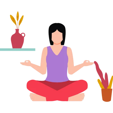 Girl doing seated yoga pose  Illustration