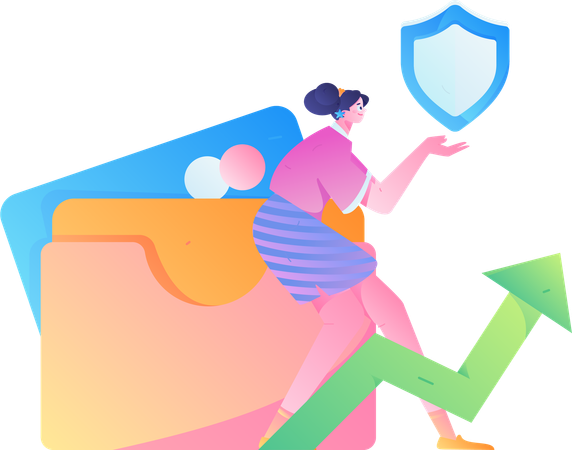 Girl doing secure card payment  Illustration