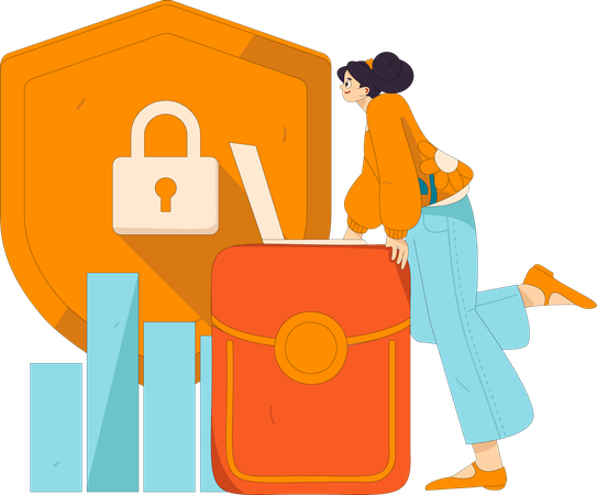 Girl doing secure investment  Illustration