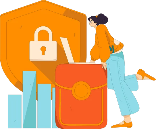 Girl doing secure investment  Illustration