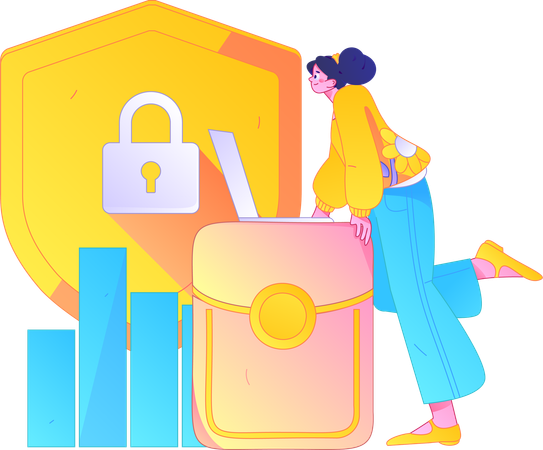 Girl doing secure investment  Illustration