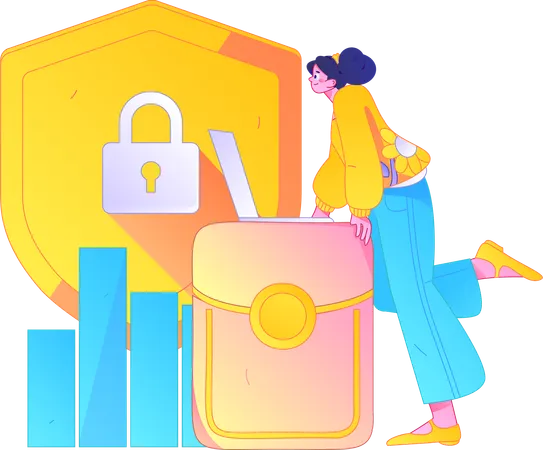 Girl doing secure investment  Illustration