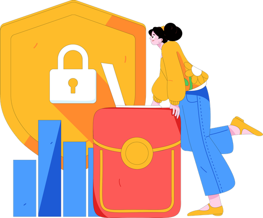 Girl doing secure investment  Illustration