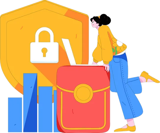 Girl doing secure investment  Illustration