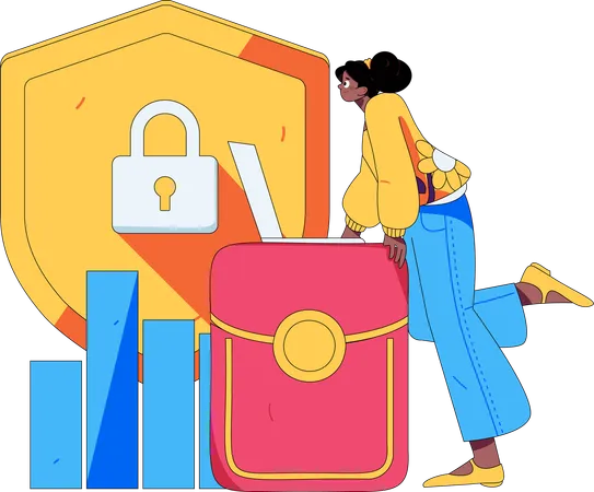 Girl doing secure investment  Illustration