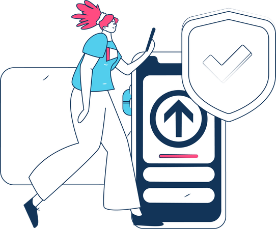 Girl doing secure mobile payment  Illustration