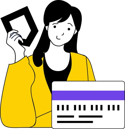 Girl doing secure payment  イラスト