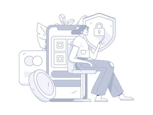 Girl doing secure payment  Illustration