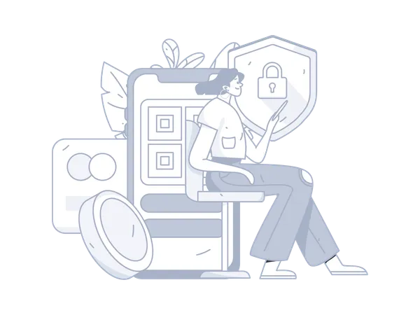 Girl doing secure payment  Illustration
