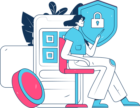 Girl doing secure payment  Illustration