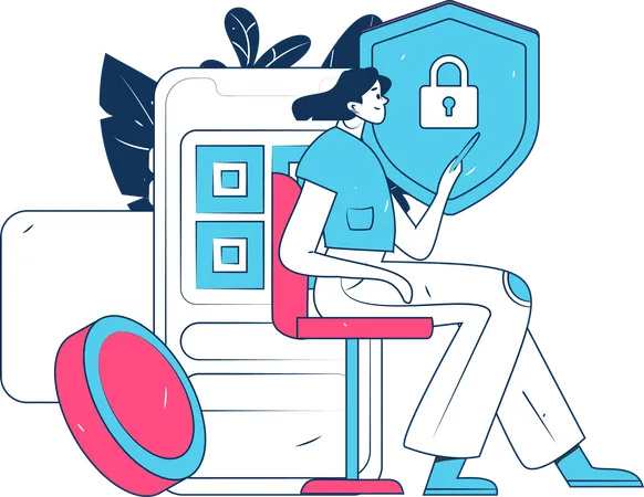 Girl doing secure payment  Illustration