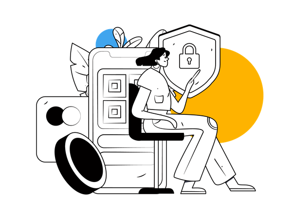 Girl doing secure payment  Illustration