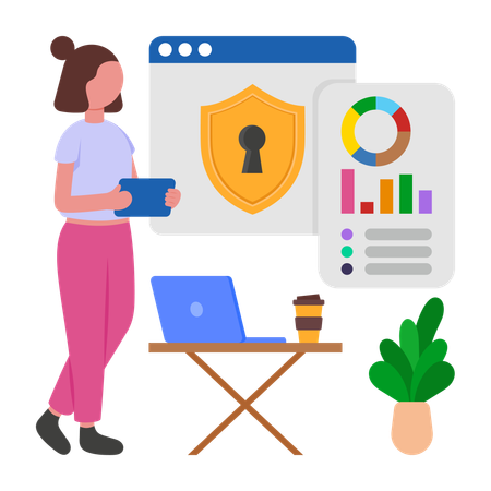 Girl doing Security Audit  Illustration