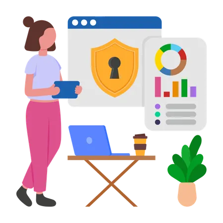 Girl doing Security Audit  Illustration