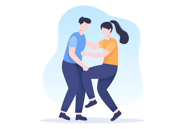 Girl doing Self Defense Practice  Illustration