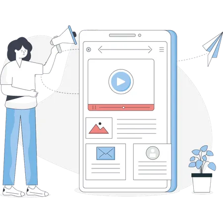 Girl doing SEO marketing  Illustration
