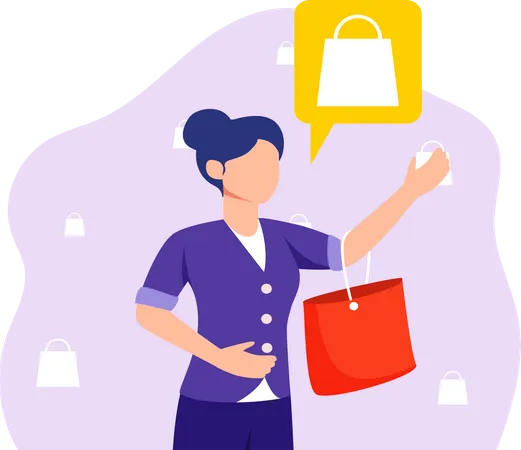 Girl doing shopping  Illustration