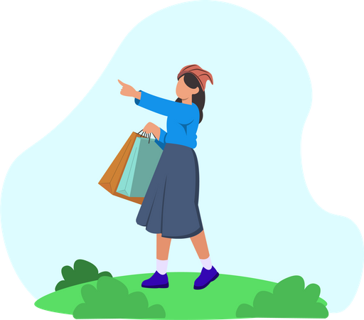 Girl doing shopping  Illustration