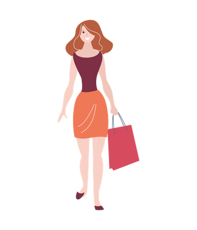 Girl Doing Shopping  Illustration