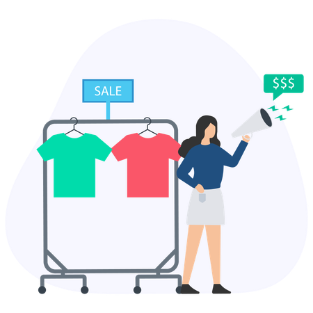 Girl doing Shopping Advertisement  Illustration