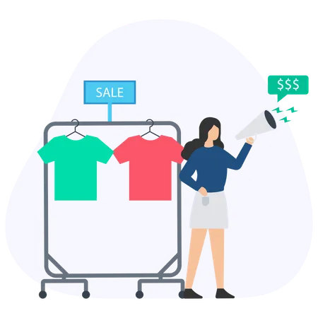 Girl doing Shopping Advertisement  Illustration