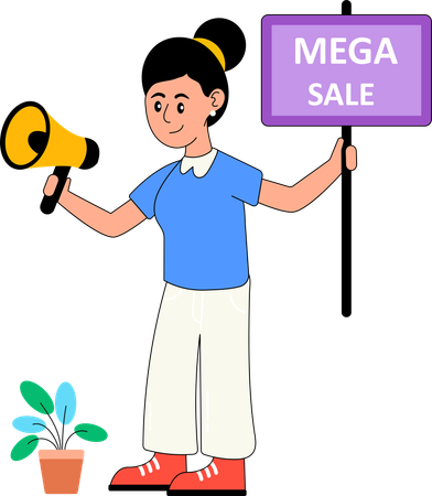 Girl doing shopping during Mega sale  Illustration