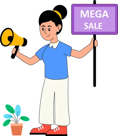 Girl doing shopping during Mega sale  Illustration