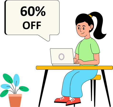 Girl doing shopping during online sale  Illustration